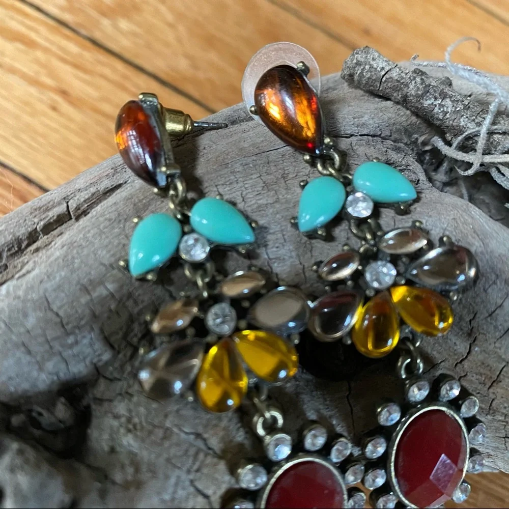 Stone Rhinestone Stud Fashion Earrings, Art Deco